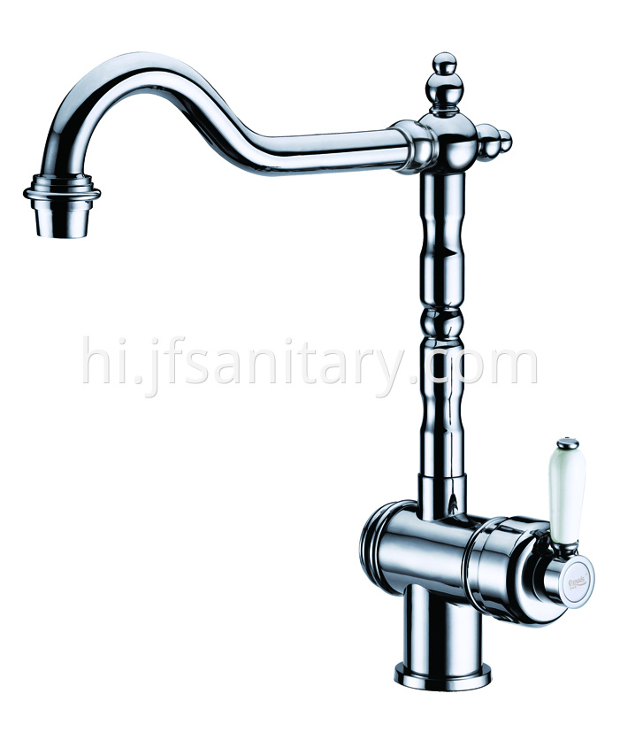 Silver Chrome Deck Mounted Single Lever Kitchen Faucets